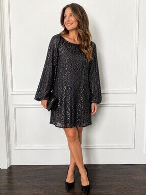 H&M Black Sequin Mini Dress – Size M ✨ NWT